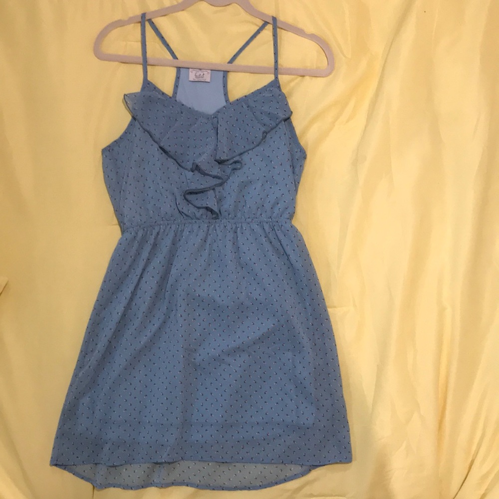 Blue dress with flowers on it